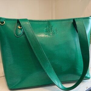 Green Leather Tote Bag